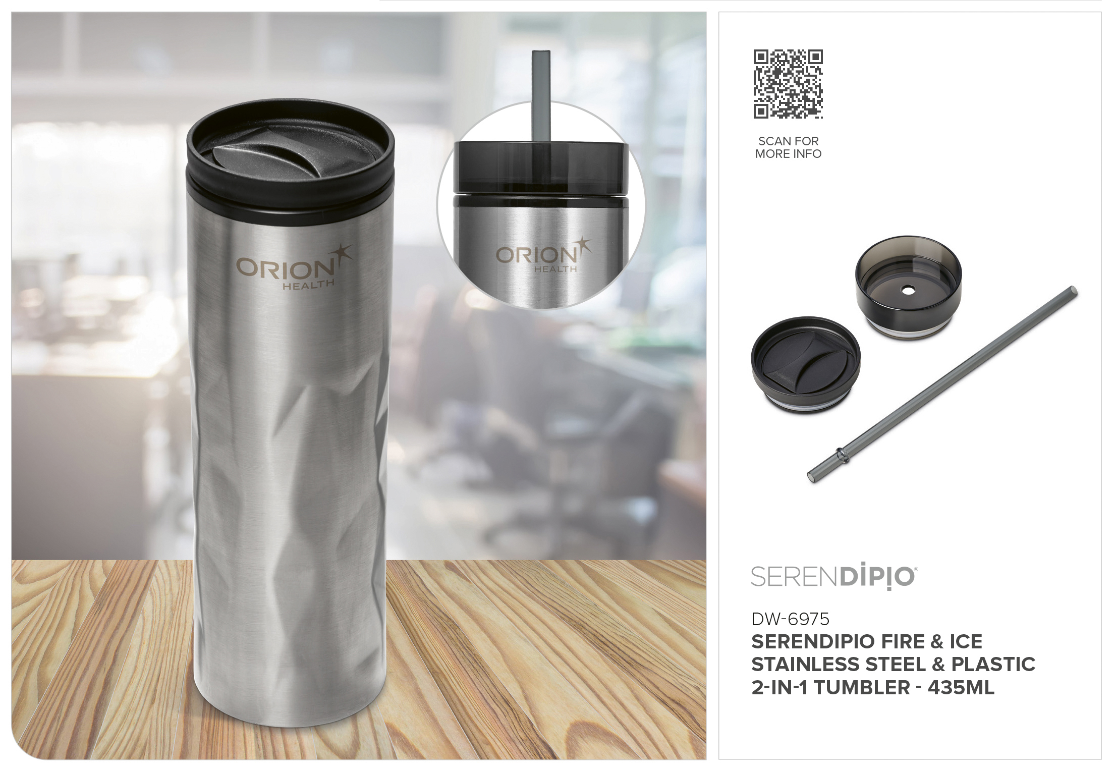 Serendipio Fire & Ice Stainless Steel & Plastic 2-In-1 Tumbler - 435ml CATALOGUE_IMAGE